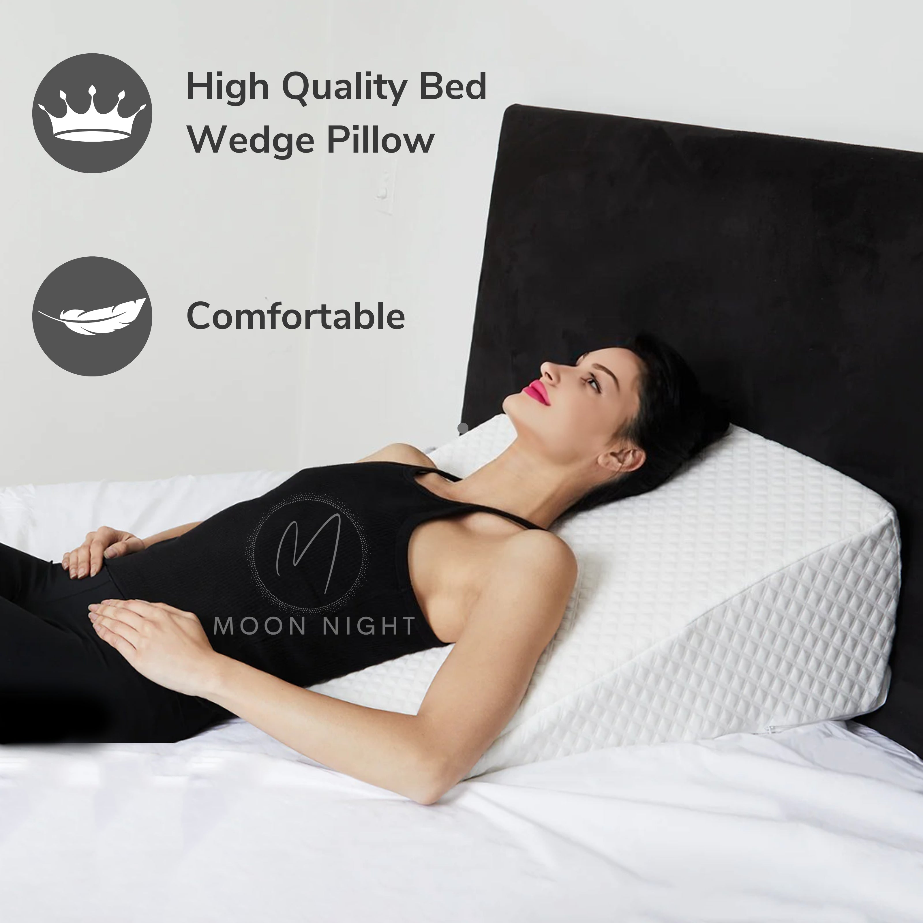 Moon Night® Bed Wedge Pillow, Relief For Acid Reflux | Leg Pain | Heart Burn