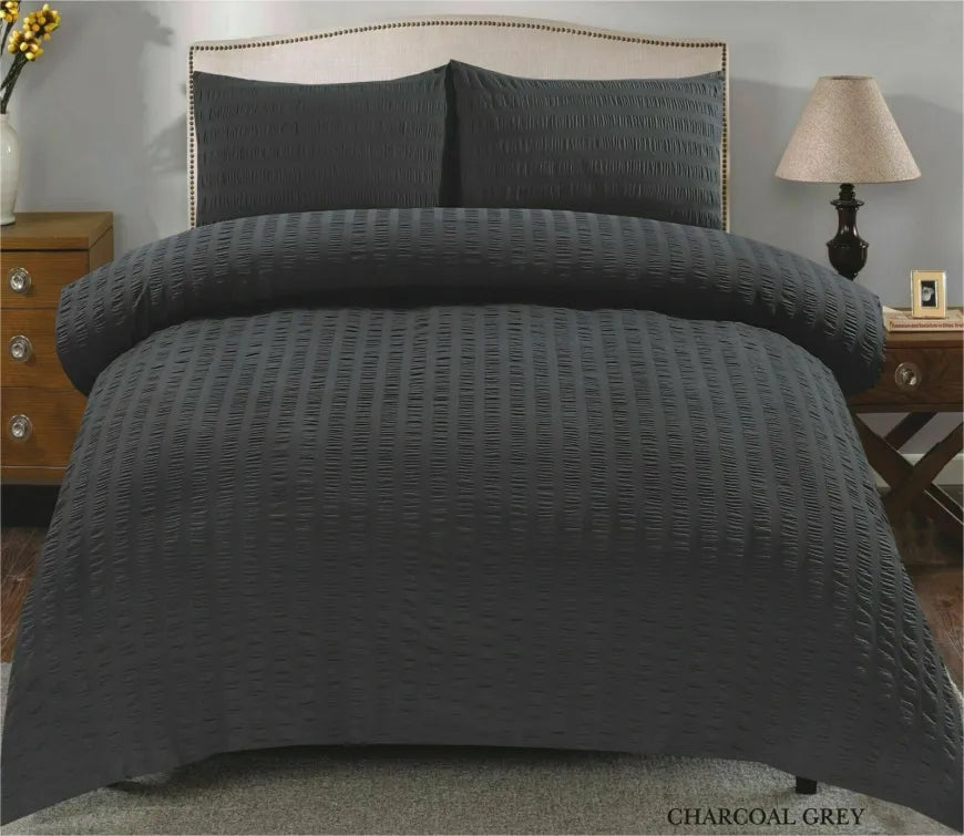 Seersucker Duvet Quilt Cover Non Iron Bed Linen
